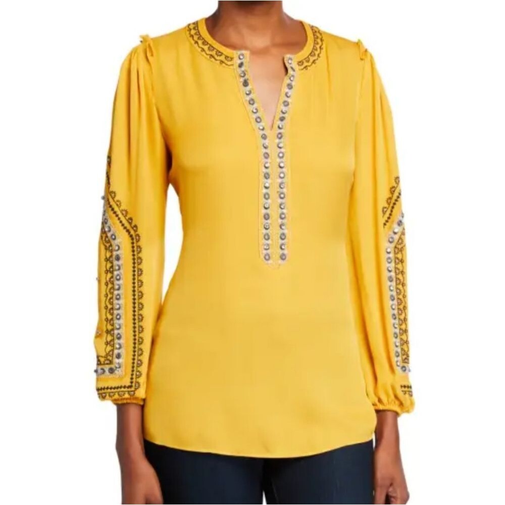 Kobi Halperin Eliza Women's XS Embellished Silk Career Blouse